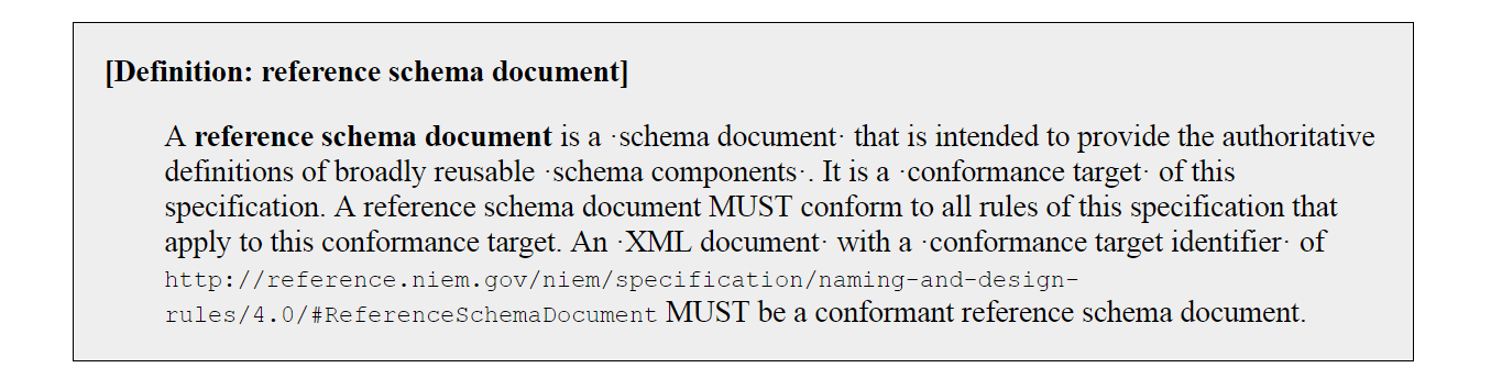 NDR conformance target "reference schema document"